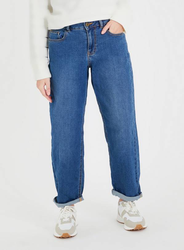 Mid Wash Denim Low Rise Boyfriend Jeans  16S